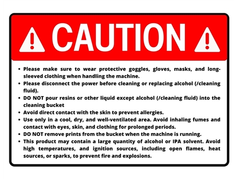 Phrozen Wash Mega S - Precautions