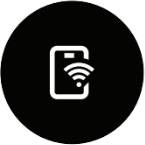 相機顯示螢幕上的準備配對符號顯示帶有 wifi 訊號的智慧手機圖像。