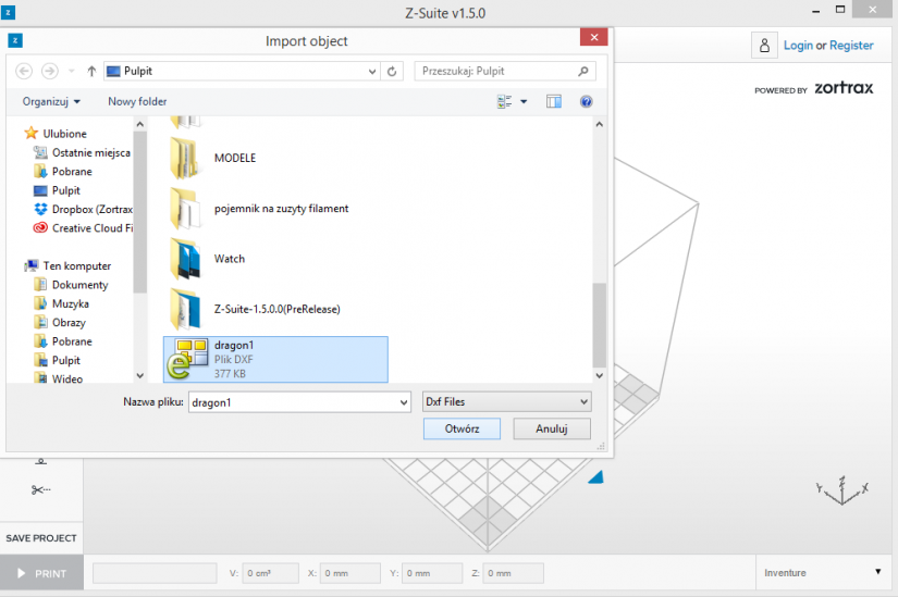 Zortrax M200  Z-Suite操作指南 載入.DFX格式